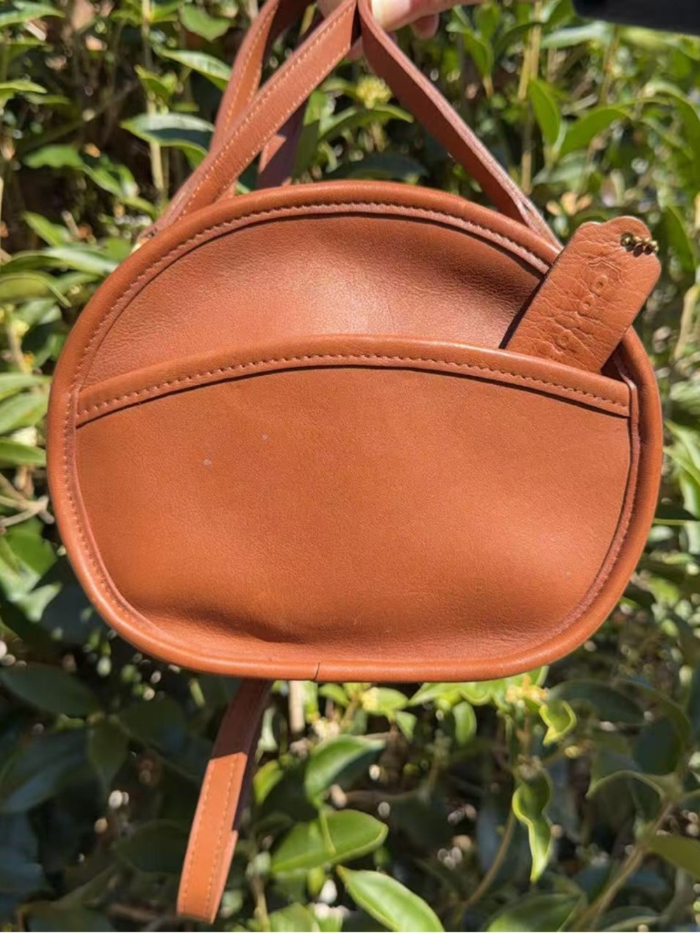 Vintage Coach USA Made Leather Mini Round Crossbody Bag Brown 9982